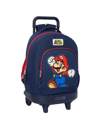 Trolley Escolar Super Mario World Azul Marino - 33x45x22cm - Mochila con Ruedas
