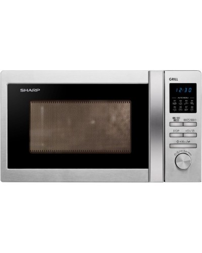 Sharp R622stwe Forno A Microonde Con Grill Capacita' 20 Litri Potenza 800 W 8 Programmi Display Lcd Acciaio Inox