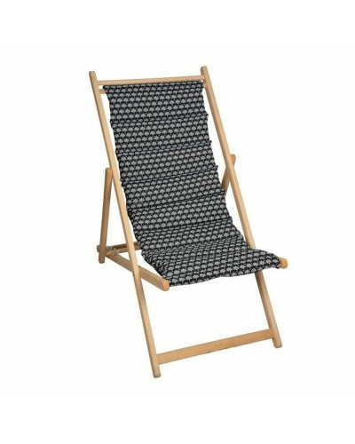 Tumbona Jardin Prive Helsinki Lona Madera de haya Negro/Blanco (106 x 55 x 95 cm)