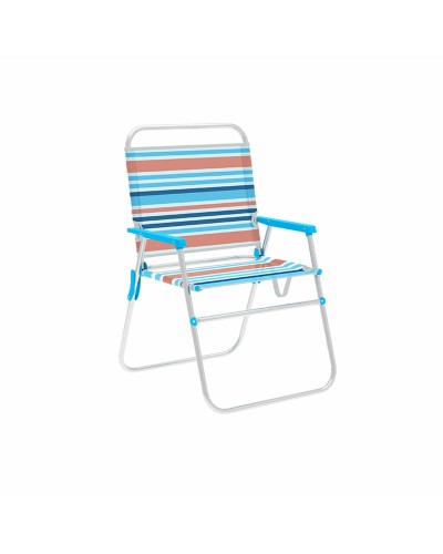 Marbueno Sedia Pieghevole Alluminio Strisce Arancioni Blu Spiaggia 52x56x80cm
