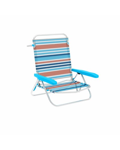 Marbueno Sedia Pieghevole Alluminio 5 Posizioni - Strisce Arancio Blu 63x76x78 cm
