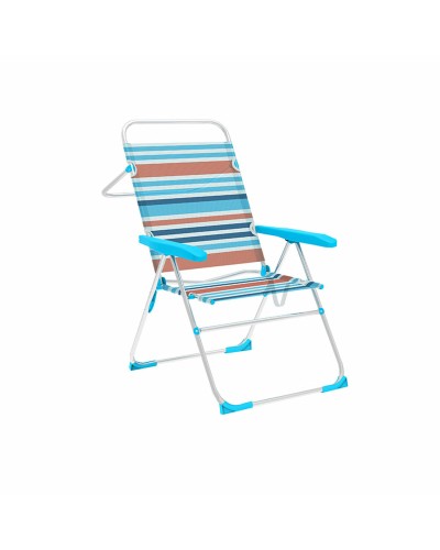 Marbueno Silla Plegable Aluminio 5 Posiciones - Naranja/Azul 59x61x97cm
