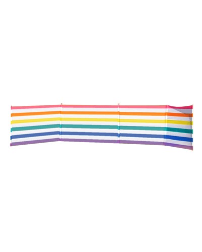 Windbreak 5 Poles Steel Polyester Colored Stripes 480x80cm - Beach, Pool, Garden
