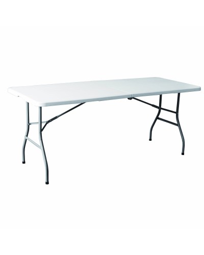 Marbueno Table Pliante Résine Blanche 180cm - Restauration, Plage, Camping
