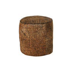 DKD Home Decor Poggiapiedi in tessuto Leopard Coloniale, nero e marrone, 46 x 46 x 50 cm