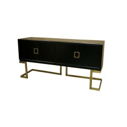 Aparador DKD Home Decor - Metal Negro y Madera de Álamo (180x50x90 cm) - Moderno y Espacioso
