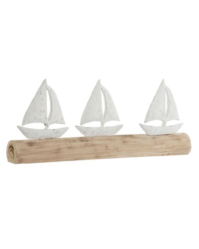 Figurine Décorative Home ESPRIT Blanc Naturel Voiliers méditerranéen 62 x 8,5 x 25,5 cm