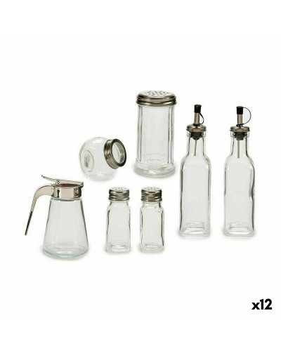 Condiment container set Hopeinen Metalli (12 osaa)