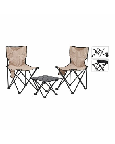 Lifetime Tavolo con 2 Sedie Nero Crema 42x42x72cm - Set Bistro
