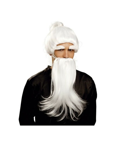 Peluca con barba My Other Me Fu Man Chu Blanco