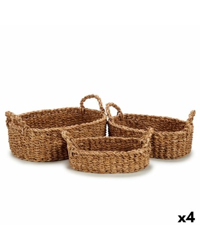 Lot de paniers Avec des poignées Marron 750 ml 1,5 L 3 L 37 x 23,5 x 17 cm 33 x 20 x 15,5 cm 25 x 16 x 13,5 cm (4 Unités)