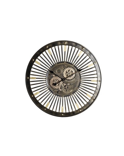 Väggklocka DKD Home Decor Svart Gyllene Järn Vintage 65 x 6,7 x 65 cm