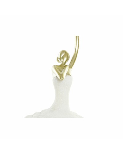 Prydnadsfigur DKD Home Decor 13,5 x 12,5 x 40 cm Gyllene Vit Harts Balettdansare