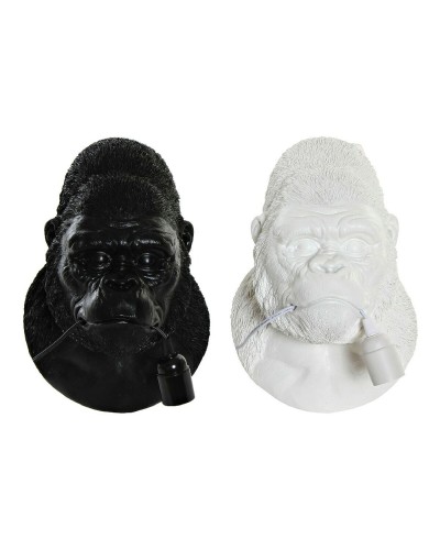 Muurlamp DKD Home Decor 23 x 19 x 32 cm Zwart Wit Hars 220 V 50 W Gorilla Modern (2 Stuks)