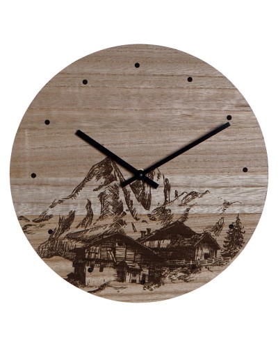 Reloj de Pared DKD Home Decor - Maderas Negras MDF - Forma Montaña - 30 x 30 x 1,5 cm
