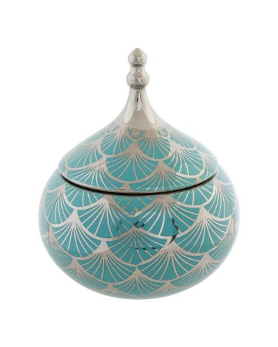 Boîte à Bijoux Turquoise DKD Home Decor | Porcelaine | 14 x 14 x 17 cm | Élégante et Pratique
