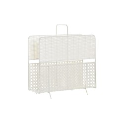 Revistero DKD Home Decor Mimbre Metal Blanco Bohemio - 36,5 x 15 x 41 cm
