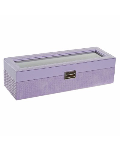 DKD Home Decor Caja Joyero Cristal Lila y Poliuretano, 33x11x9 cm
