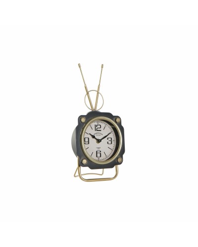 Orologio da Tavolo DKD Home Decor | Vintage Ferro & Cristallo | Nero e Dorato | 15,5 x 8,5 x 32 cm