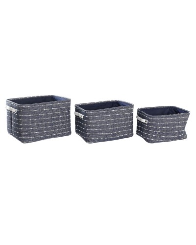 DKD Home Decor Set di Cestini in Poliestere (38 x 28 x 25 cm) per Organizzazione e Decorazione