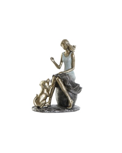 Statue Décorative DKD Home Decor, Femme Bleu Doré, 13x8,5x17,5 cm
