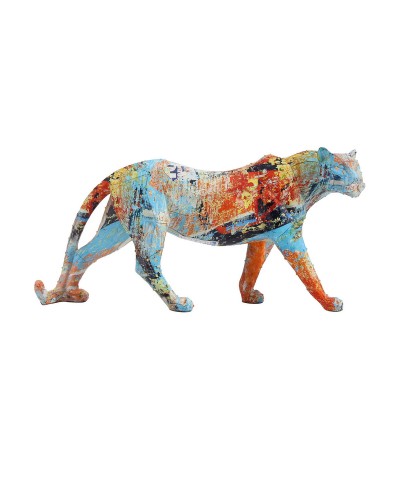 DKD Home Decor Moderne Leopardenstatue, Mehrfarbige Dekoration (29,5 x 8,5 x 15 cm)
