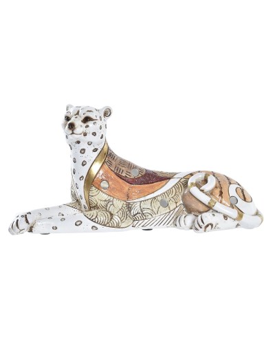 DKD Decoration Statue Leopard White Orange Colonial (24 x 10 x 12 cm)
