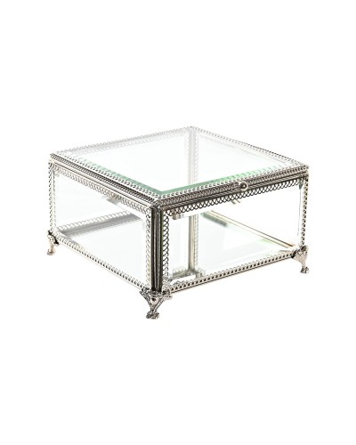 Boîte à Bijoux DKD Home Decor : Cristal et Métal, Argenté Transparent, 16 x 16 x 10 cm

