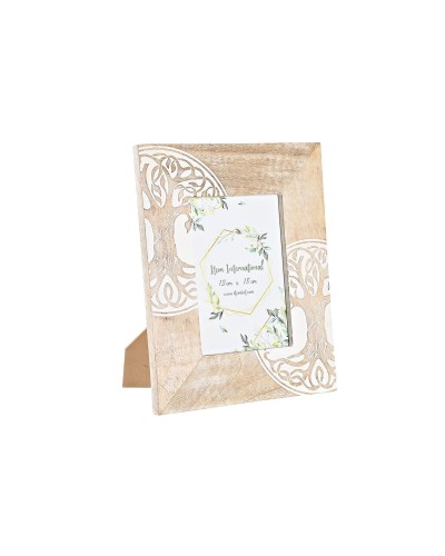Cornice Portafoto DKD Home Decor in Legno di Mango Bianco e Marrone 23x2x28 cm