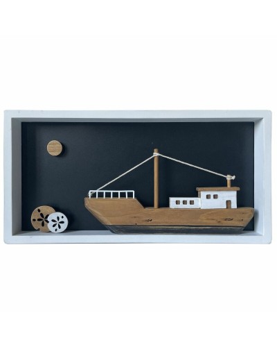 Koristehahmo DKD Home Decor Valkoinen Ruskea Barco 40 x 3,5 x 20 cm