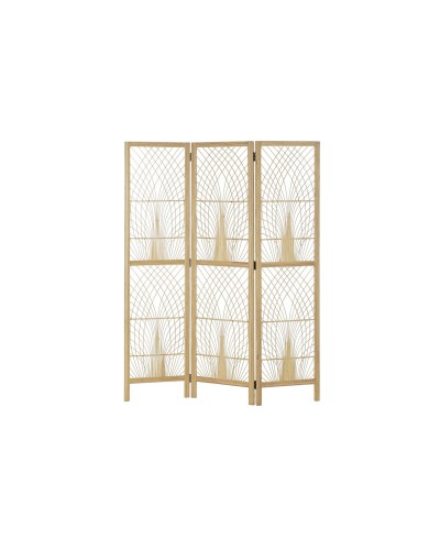 Biombo DKD Home Decor de metal y bambú, 136 x 2,5 x 180 cm, con tres paneles de 30 x 40 cm.
