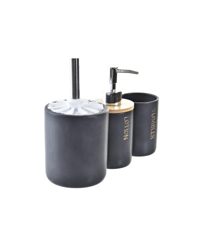Juego de Baño DKD: Trío Elegante de Bambú y Dolomita Negro (10x10x38cm)
