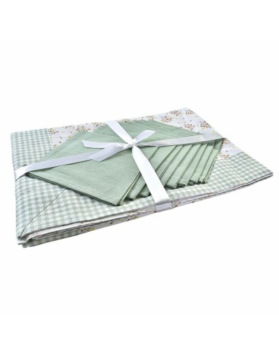 Tafellinnenset DKD Home Decor Blommor 150 x 250 x 0,5 cm Groen