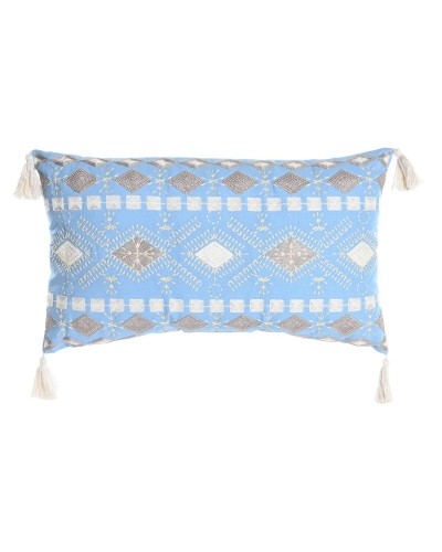 Cuscino DKD Home Decor Azzurro e Bianco, 60x15x35 cm | Perfetto per divano e letto