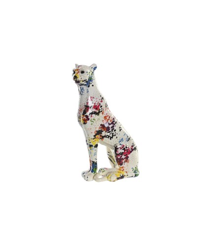 Décoration Statue Léopard DKD Home Decor - Blanc Multicolore, 16x8x25 cm
