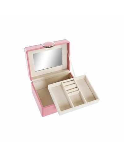 DKD Home Decor MDF Wooden Jewelry Box, Pink, 23 x 17 x 10 cm

