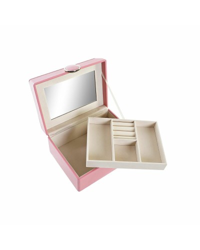 DKD Home Decor Schmuckschatulle aus rosa Holz: Elegantes Schmuckkästchen, 17 x 13 x 8,5 cm
