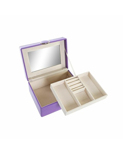 DKD Home Decor Jewelry Box Lilac, MDF Wood, 17 x 13 x 8.5 cm
