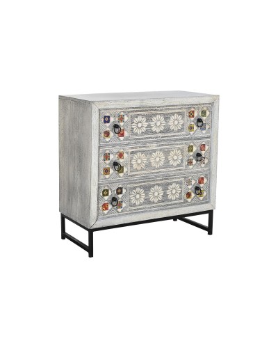 Lipasto DKD Home Decor Keraminen Harmaa Valkoinen Mangopuu (80 x 38 x 80 cm)