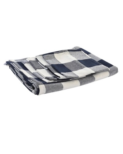 Tablecloth and napkins DKD Home Decor 150 x 150 x 0,5 cm Blue White