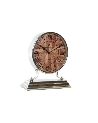 DKD Home Decor Table Clock: Classic and Natural in Mango Wood and Aluminum
