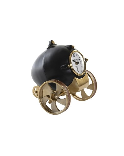 Orologio da tavolo DKD Home Decor Coloniale: Nero, Dorato, Alluminio, Resina, 20,5 x 20,5 x 21,5 cm