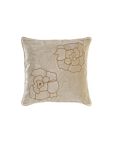 DKD Home Decor Kissen Goldfarben 45x45cm mit Blumenmuster
