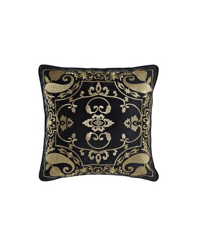 Cojín Decorativo DKD Negro y Oro, 45 x 10 x 45 cm, Diseño Árabe
