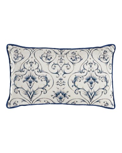Blaues quadratisches Kissen DKD Home Decor 50x30 cm mit Blumenmuster

