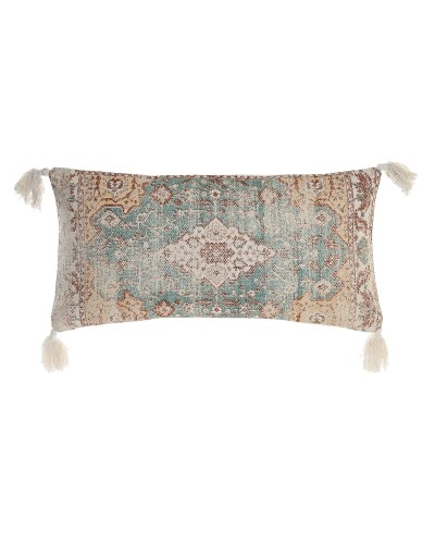 Kissen DKD Home Decor Beige/Hellblau, 60x10x30cm, Arabische Fransen
