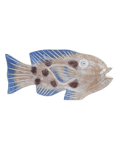 Prydnadsfigur DKD Home Decor 40 x 5 x 18 cm Naturell Blå Fisk Medelhavs