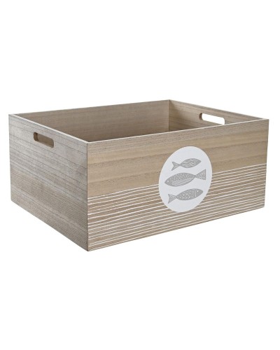 DKD Home Decor Boîte Décorative Méditerranéenne en Bois MDF Naturel, 50 x 40 x 22,5 cm
