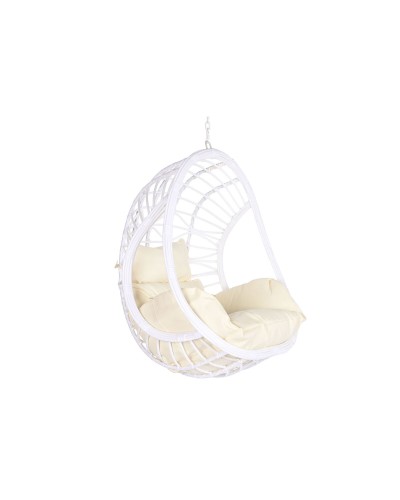 Sedia sospesa da giardino DKD Home Decor | Metallo e rattan sintetico | Bianco | 90 x 70 x 110 cm