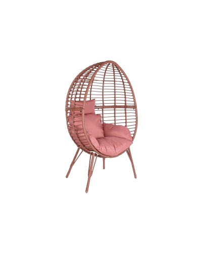 DKD HomeDecor Gartenstuhl: Metall, Terrakotta, synthetisches Rattan (90 x 65 x 151 cm)
